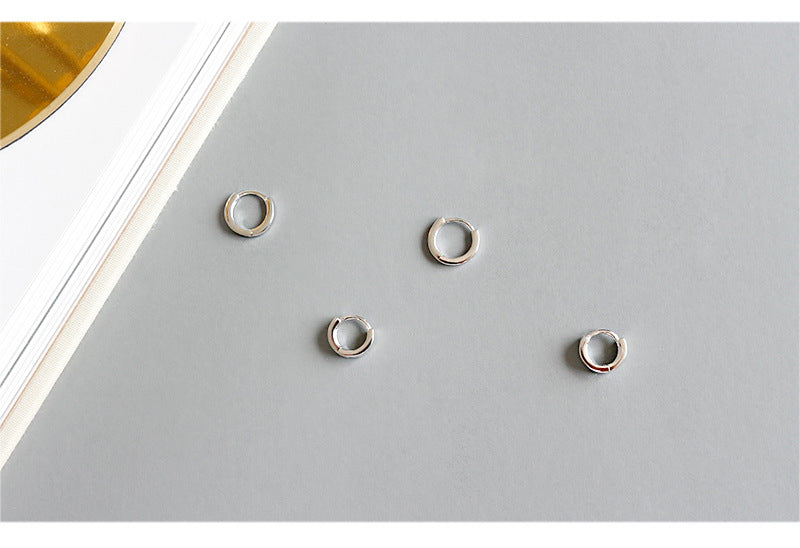 Silver Round Minimalist Earring Hoops