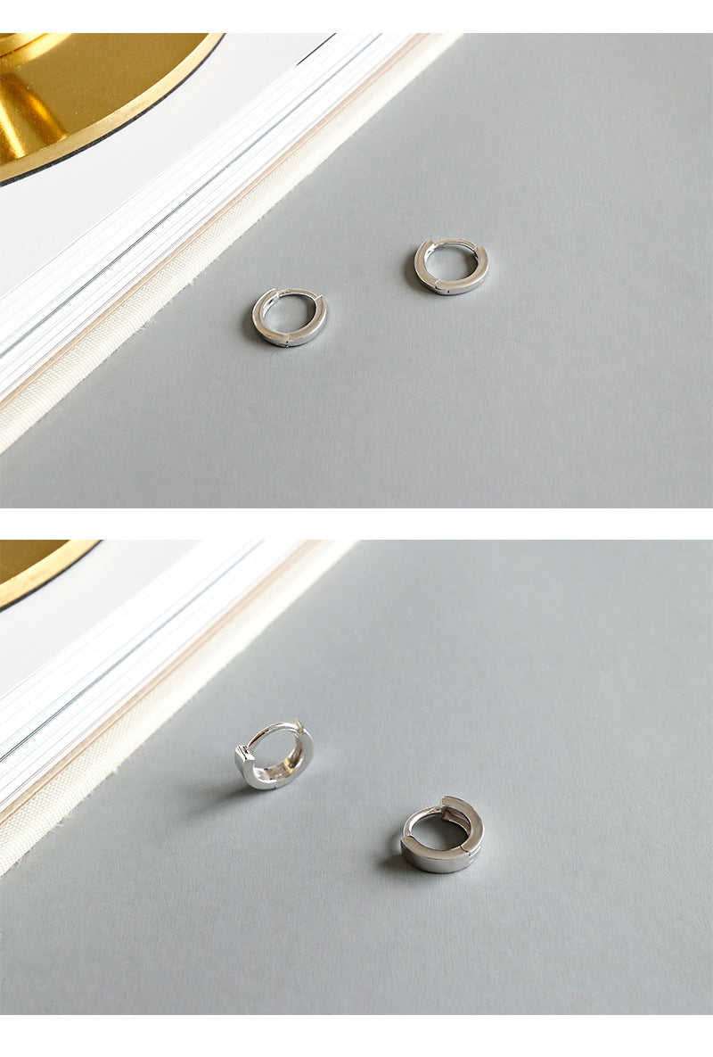 Silver Round Minimalist Earring Hoops