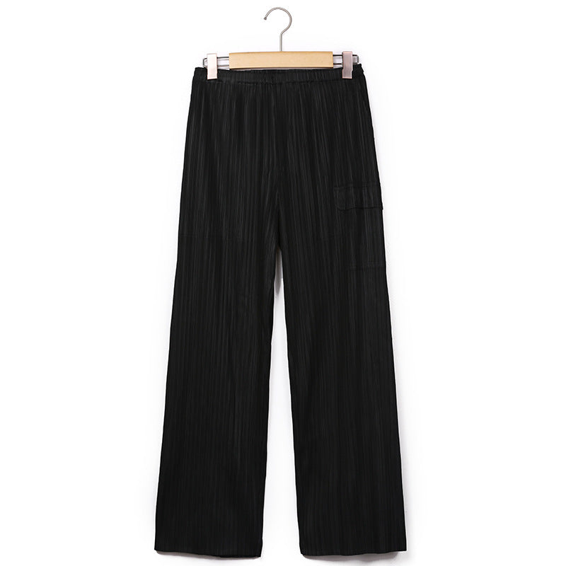 Wide Plissé Pleated Trousers