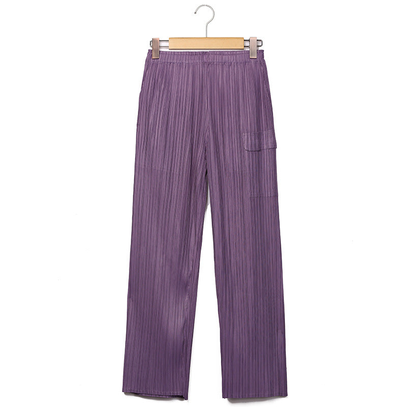 Wide Plissé Pleated Trousers