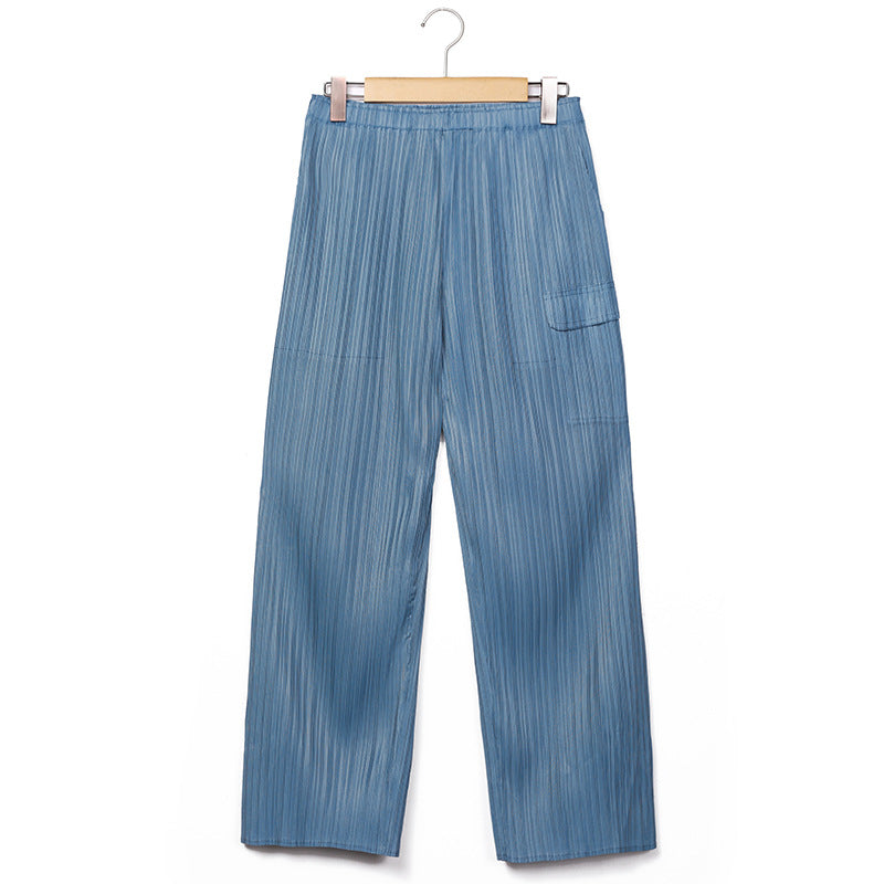 Wide Plissé Pleated Trousers