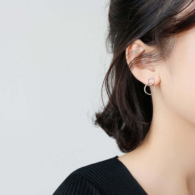 Silver Round Minimalist Earring Stud