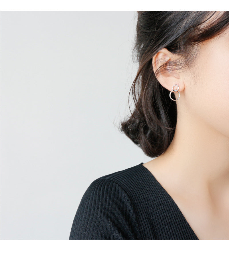 Silver Round Minimalist Earring Stud