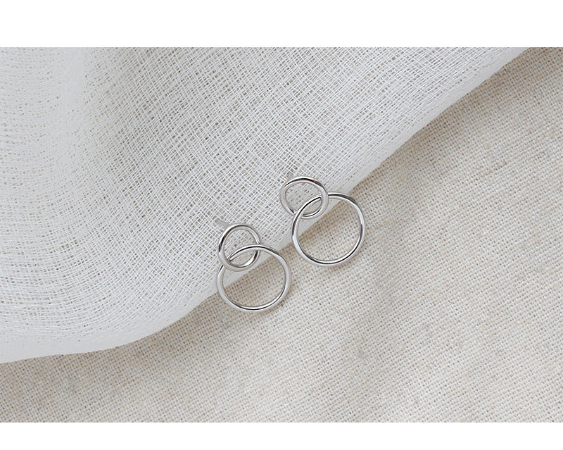 Silver Round Minimalist Earring Stud