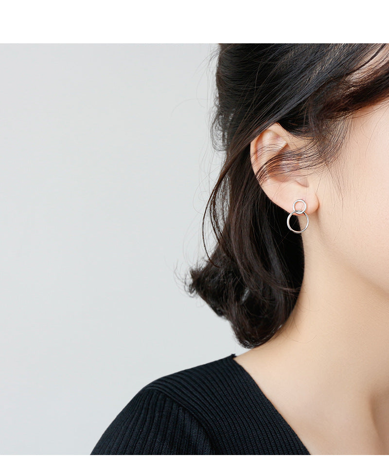 Silver Round Minimalist Earring Stud