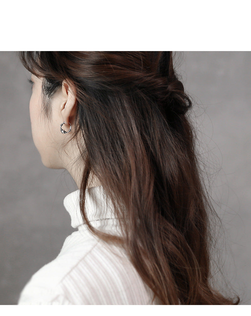 Silver Round Minimalist Earring Hoops