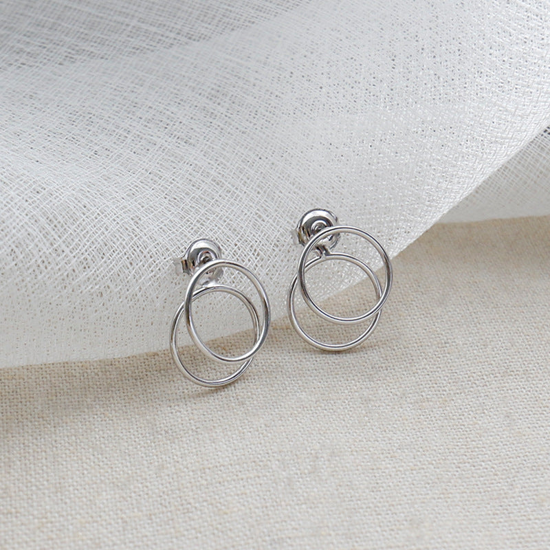 Silver Round Minimalist Earring Hoops