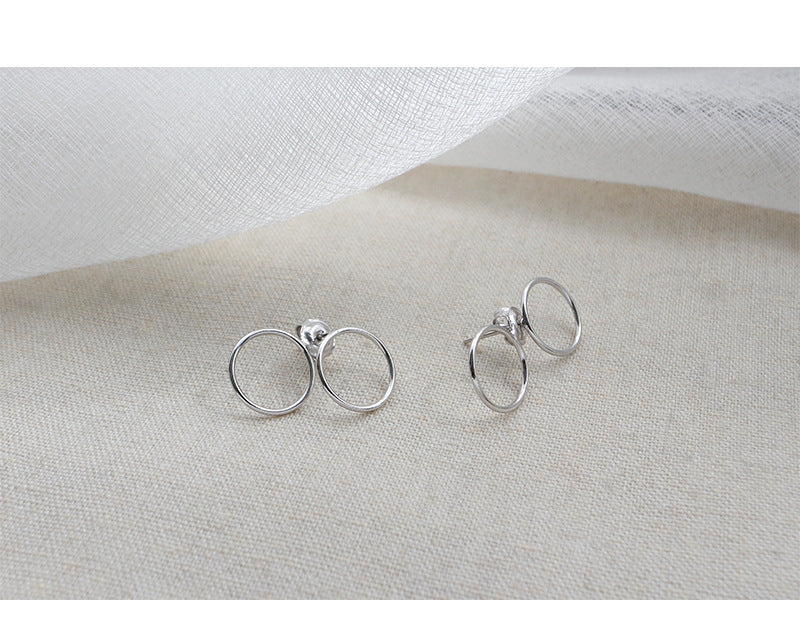 Silver Round Minimalist Earring Hoops