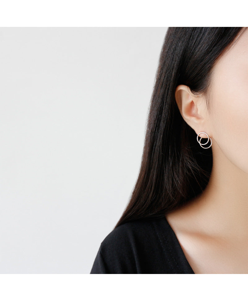 Silver Round Minimalist Earring Hoops