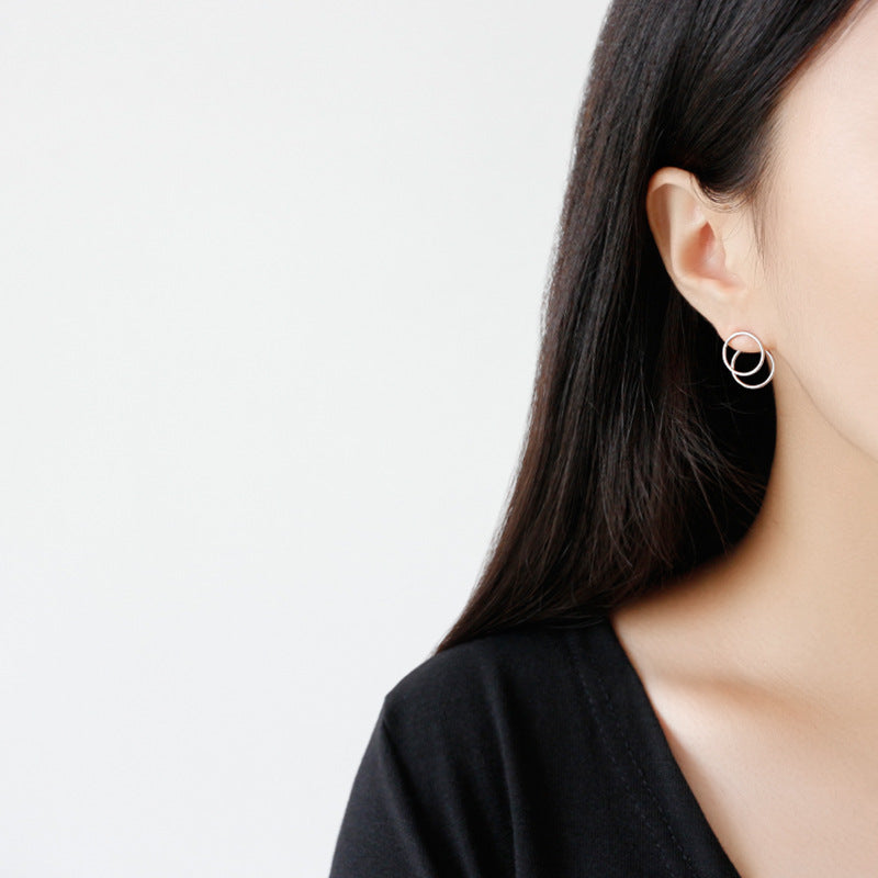 Silver Round Minimalist Earring Hoops