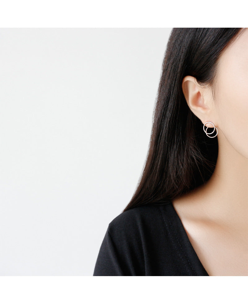 Silver Round Minimalist Earring Hoops