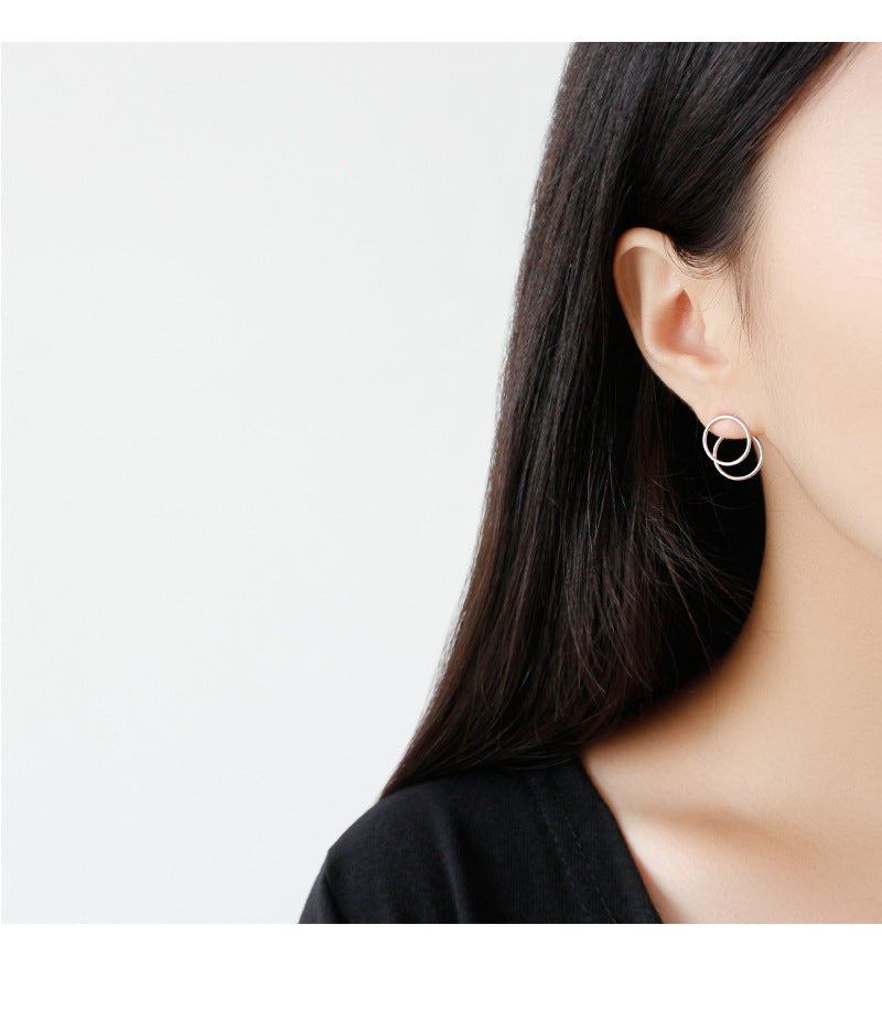 Silver Round Minimalist Earring Hoops