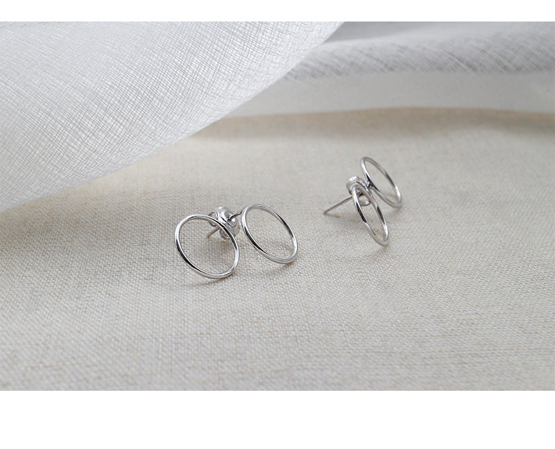 Silver Round Minimalist Earring Hoops