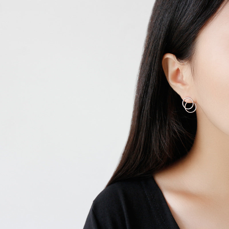 Silver Round Minimalist Earring Hoops