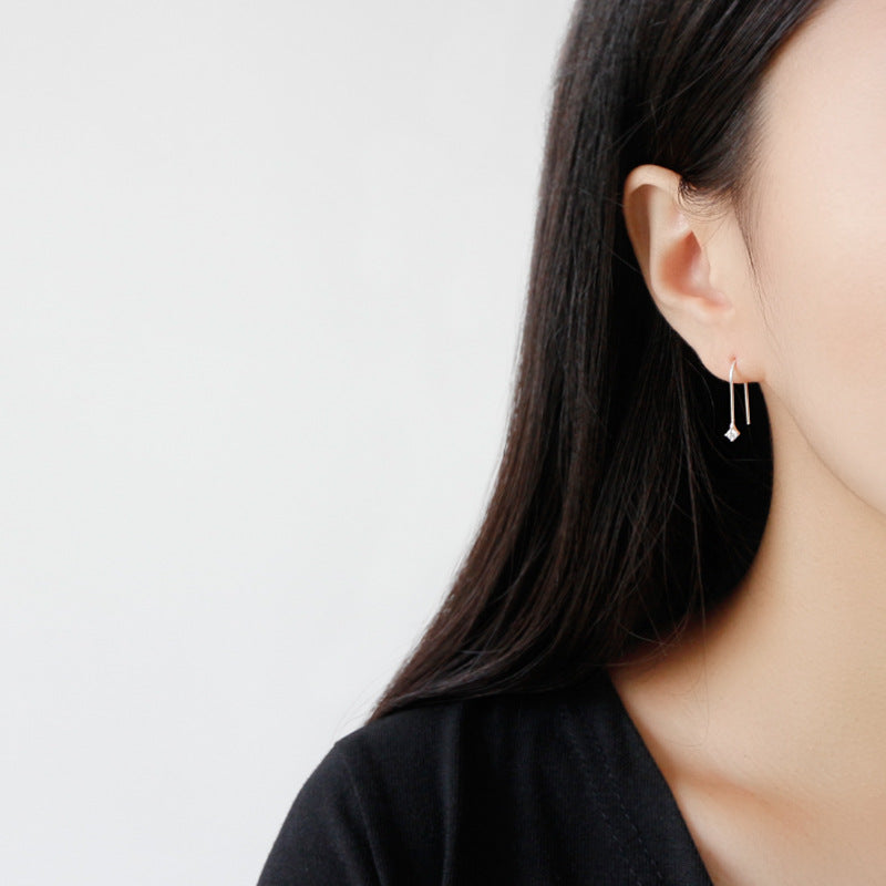 Silver Chain Minimalist Earring Stud