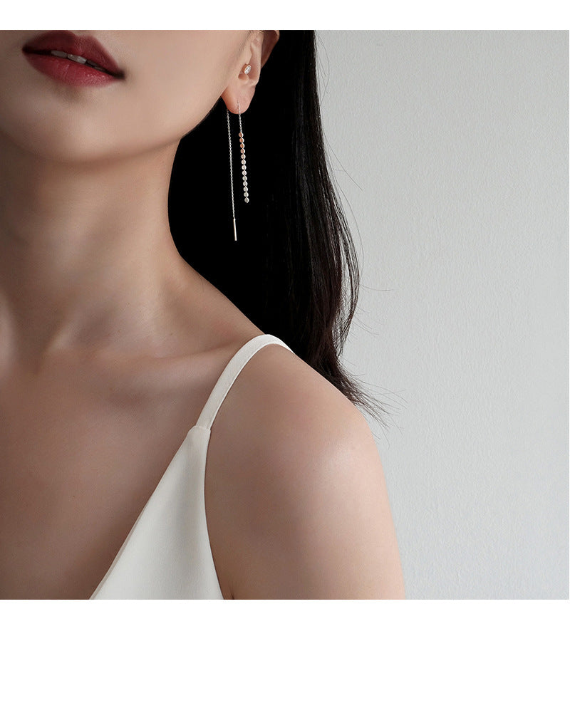 Silver Chain Minimalist Earring Stud