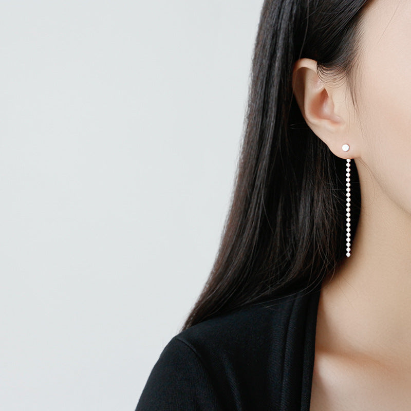 Silver Chain Minimalist Earring Stud