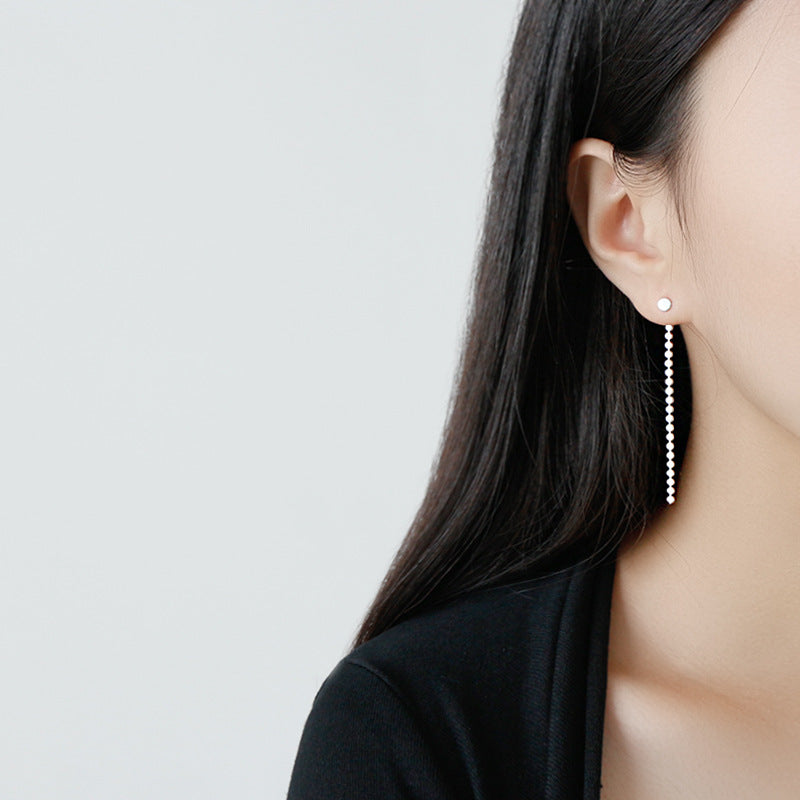 Silver Chain Minimalist Earring Stud