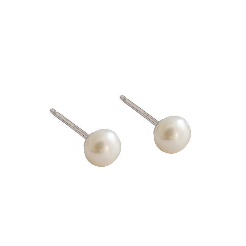 Silver Pearl Minimalist Earring Stud