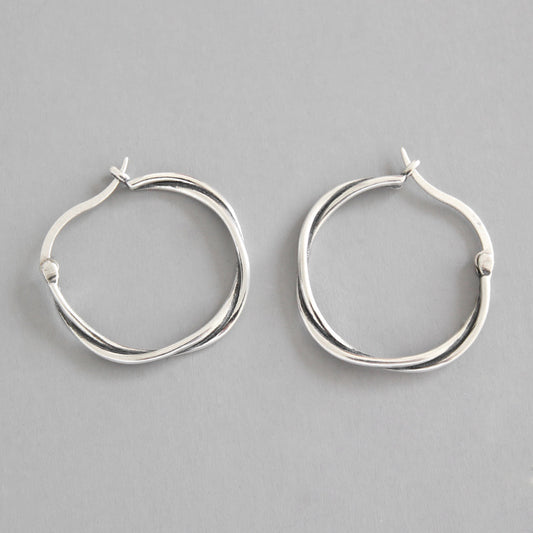 Silver Twist Minimalist Earring Hoops