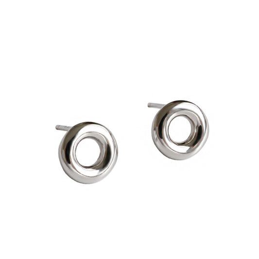 Silver Round Minimalist Earring Stud