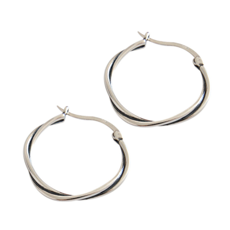 Silver Twist Minimalist Earring Hoops