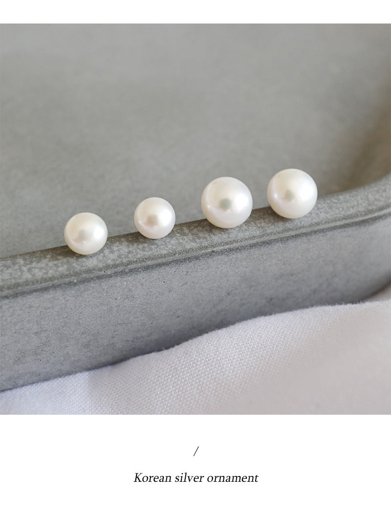 Silver Pearl Minimalist Earring Stud