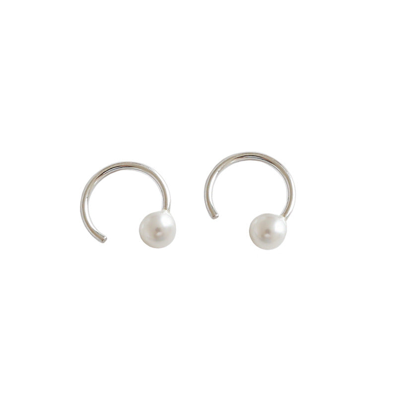 Silver Pearl Minimalist Earring Stud