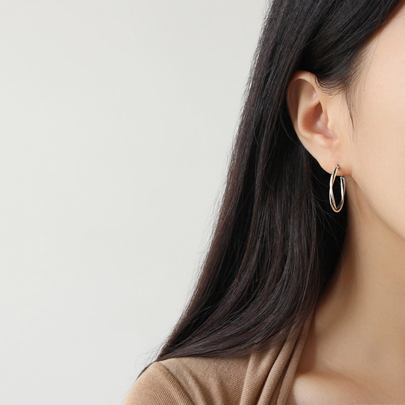 Silver Twist Minimalist Earring Hoops