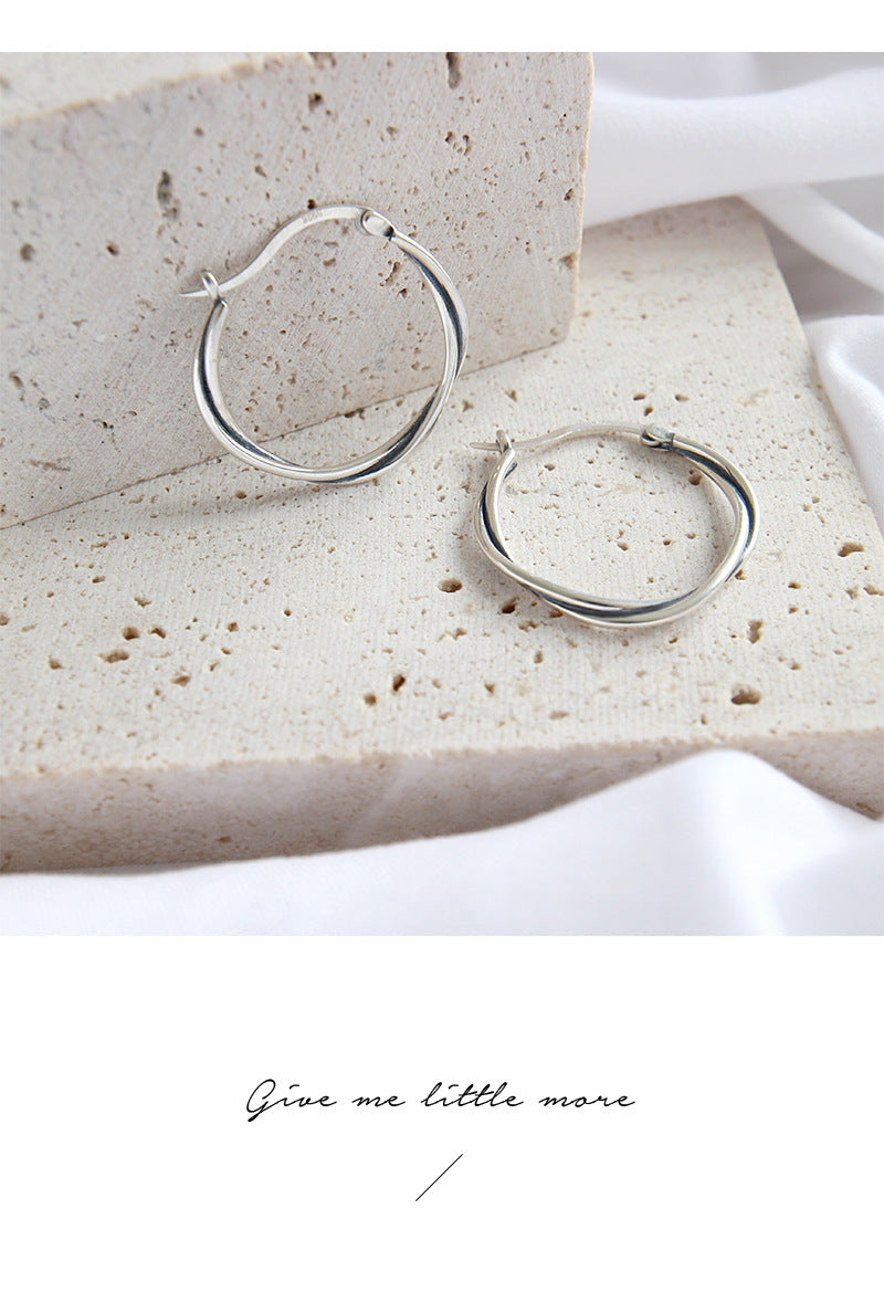 Silver Twist Minimalist Earring Hoops