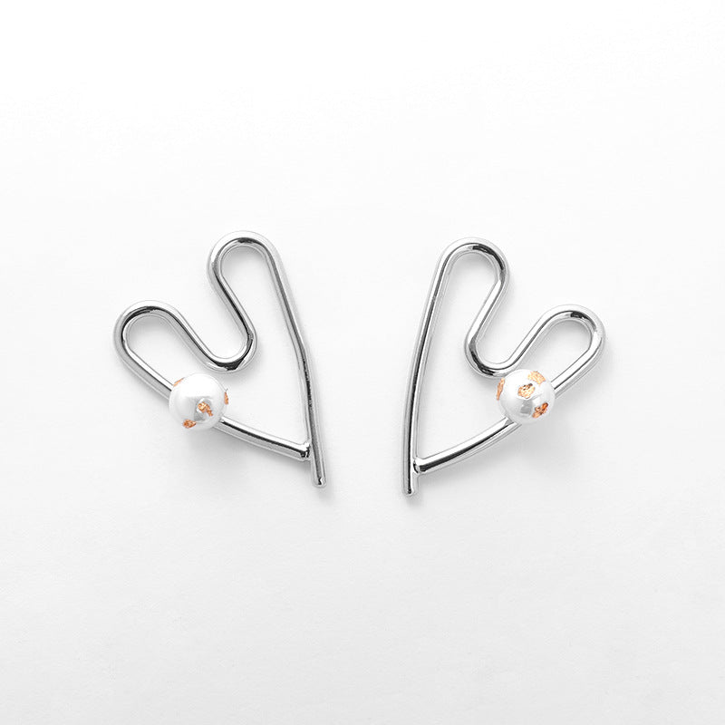 Gold Plated Hollow Line Love Heart Minimalist Earring Stud