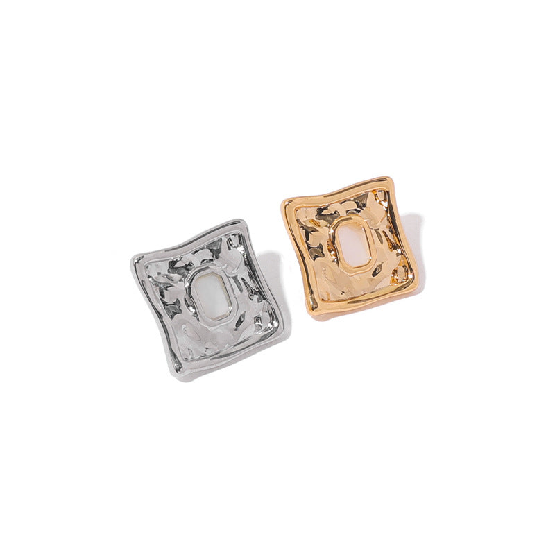 Gold Plated Square Minimalist Earring Stud