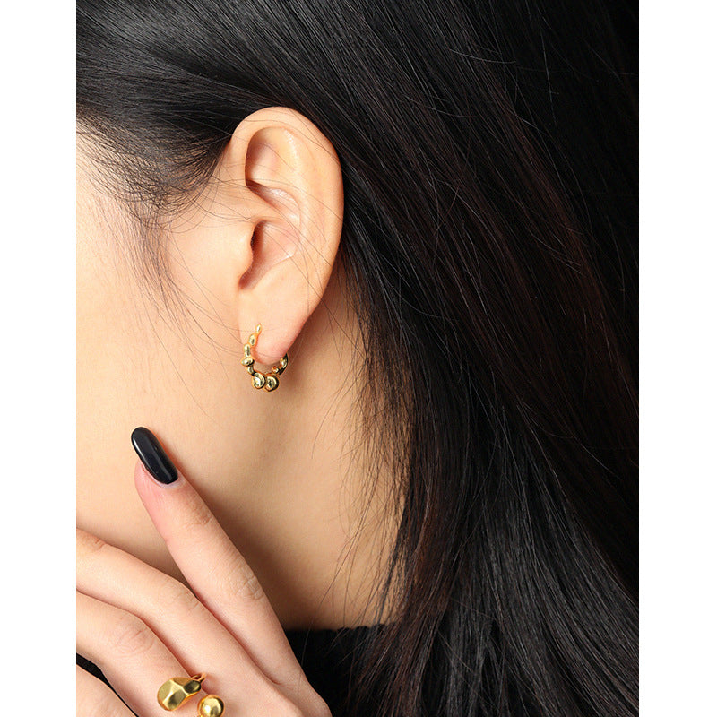 Gold Plated Round Minimalist Earring Stud