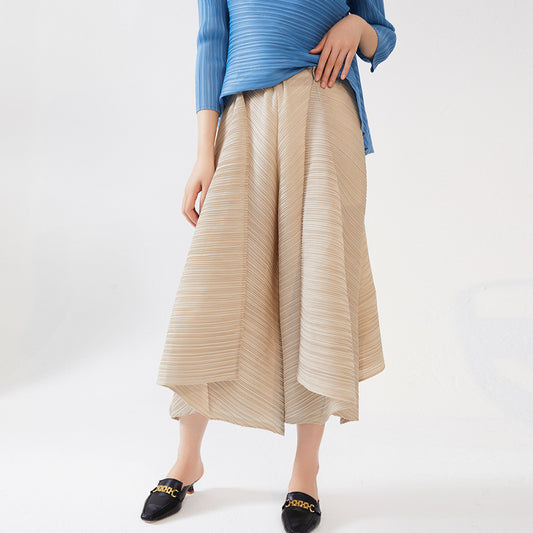 Plissé Pleated Casual Loose High Waist Trousers