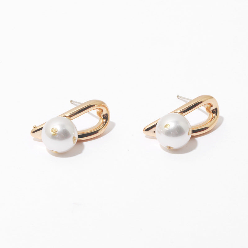 Gold Plated Baroque Beads Minimalist Earring Stud