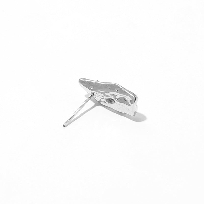 Silver Zircon Inlaid Minimalist Earring Stud