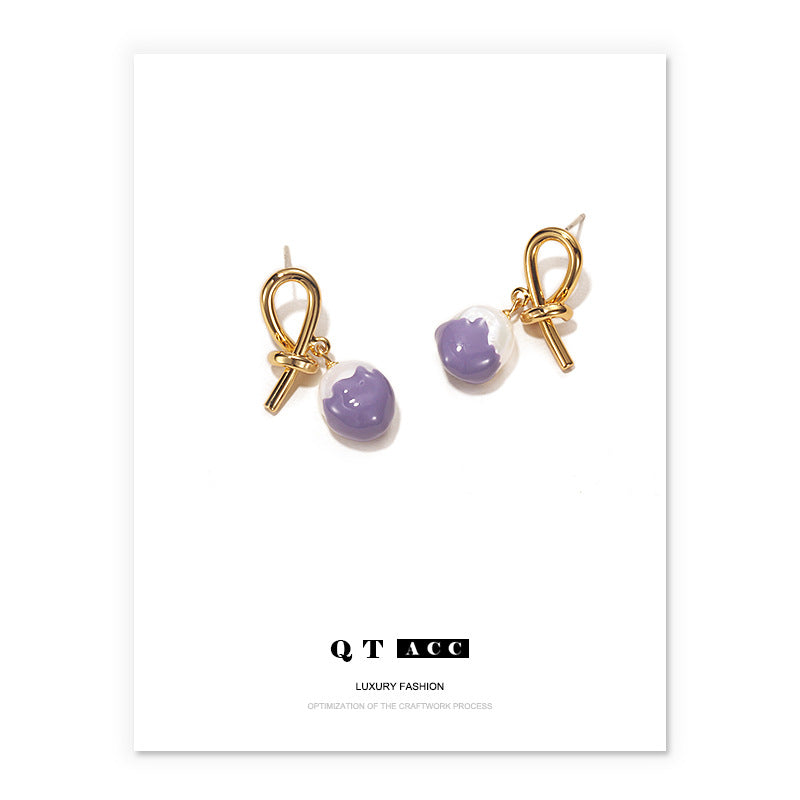 Gold Plated Knotted Fruit Minimalist Earring Stud