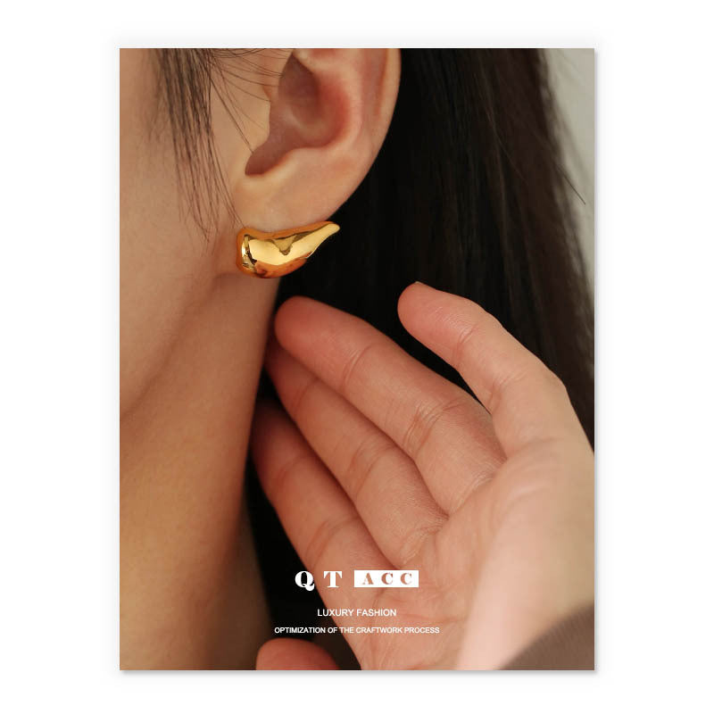 Gold Plated Geometric Minimalist Earring Stud