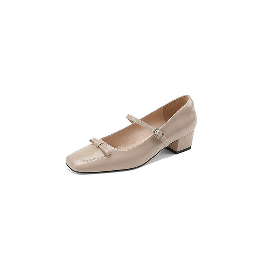 Bow Leather Ballerina Flats