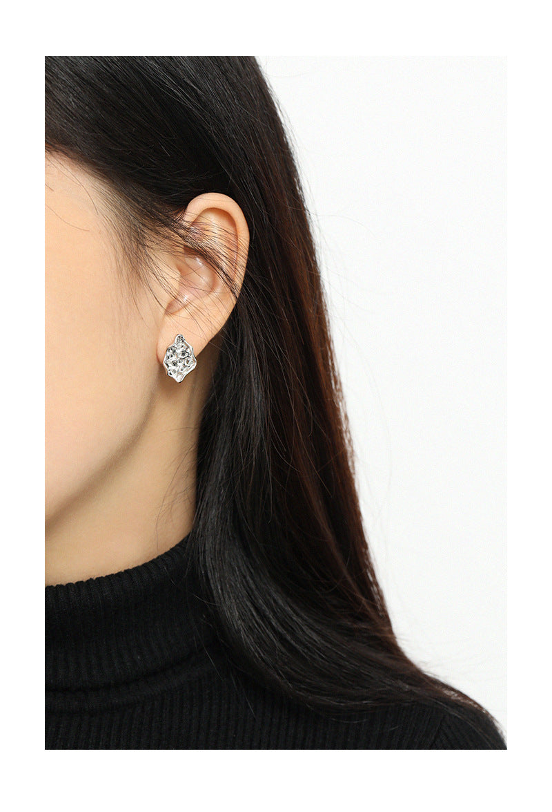 Silver Stone Minimalist Earring Stud