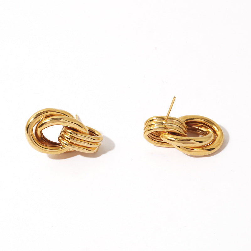 Gold Plated Multilayer Ring Minimalist Earring Stud