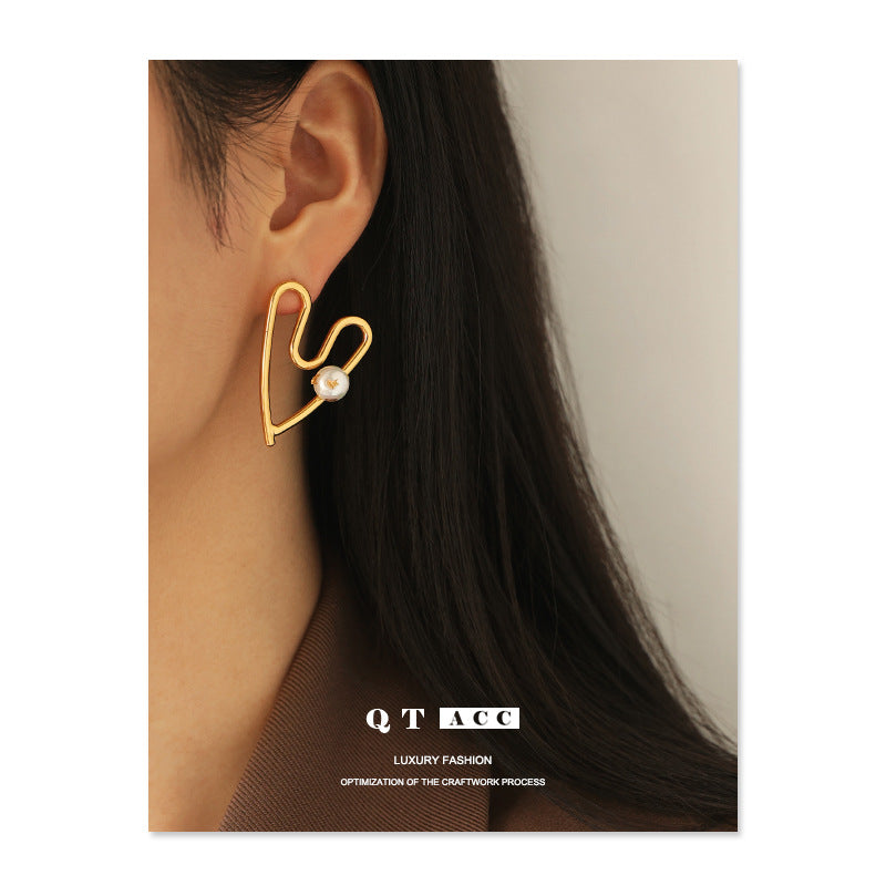 Gold Plated Heart Minimalist Earring Stud