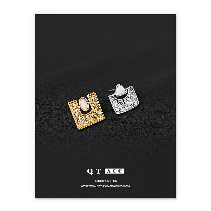 Gold Plated Square Minimalist Earring Stud