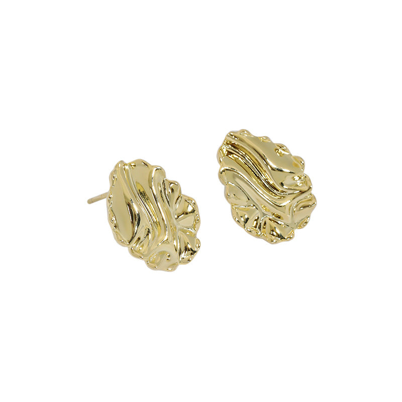 Gold Plated Leaf Minimalist Earring Stud