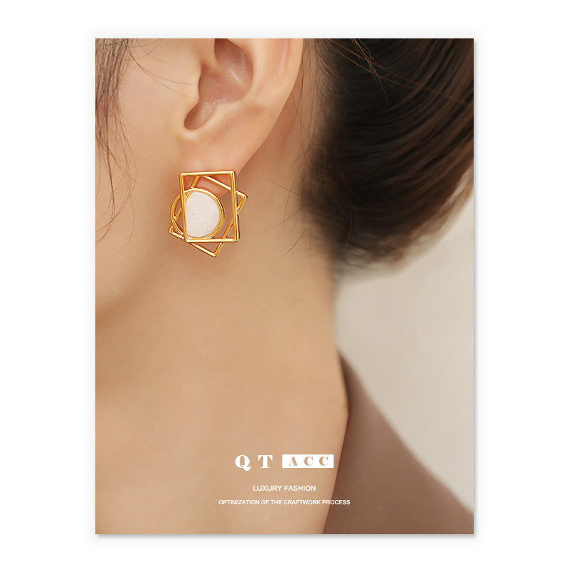 Gold Plated Geometry Minimalist Earring Stud