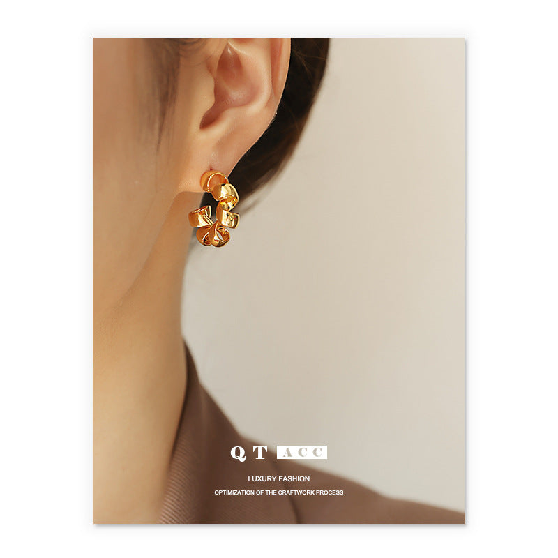 Gold Plated Geometric Minimalist Earring Stud