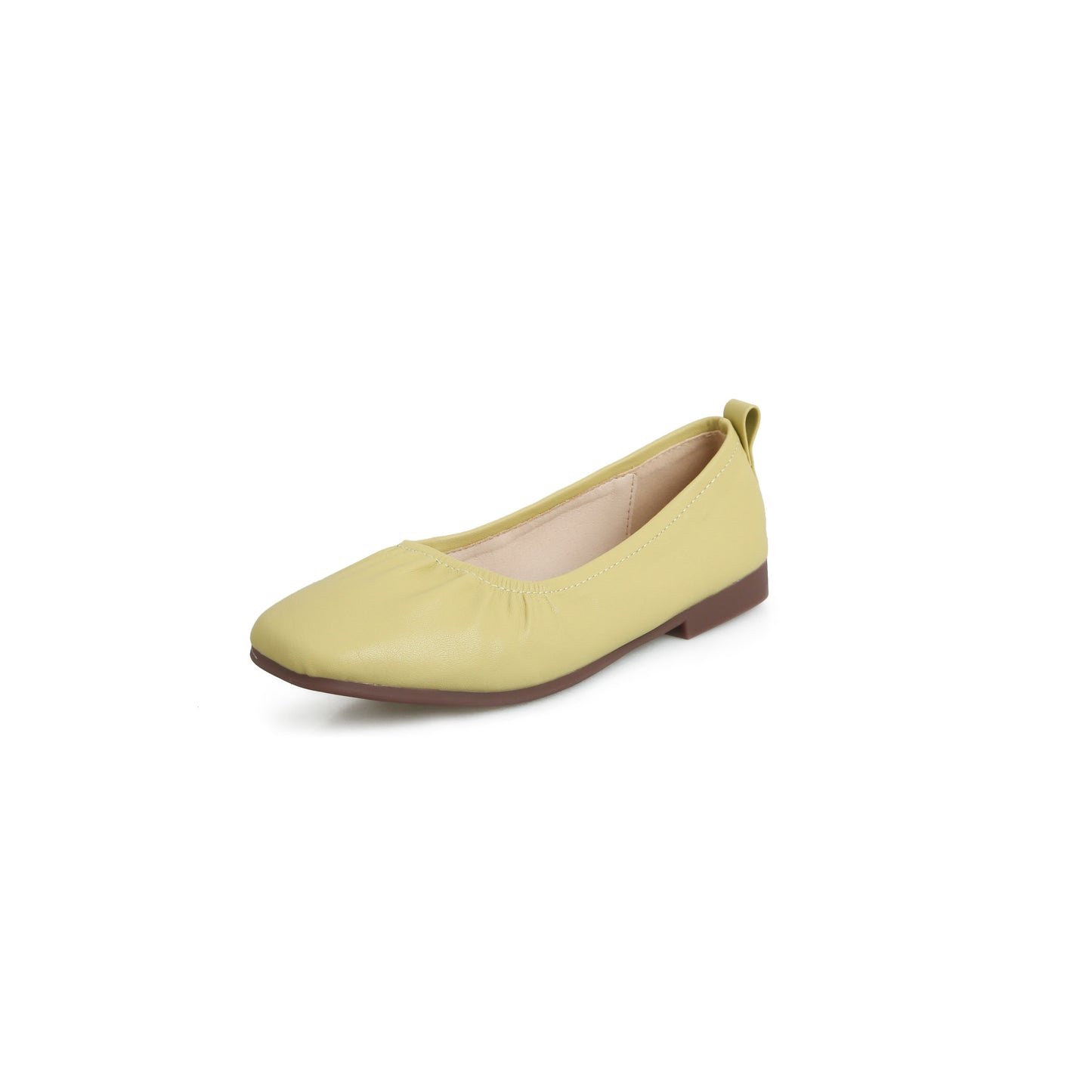 Square Head Leather Ballerina Flats