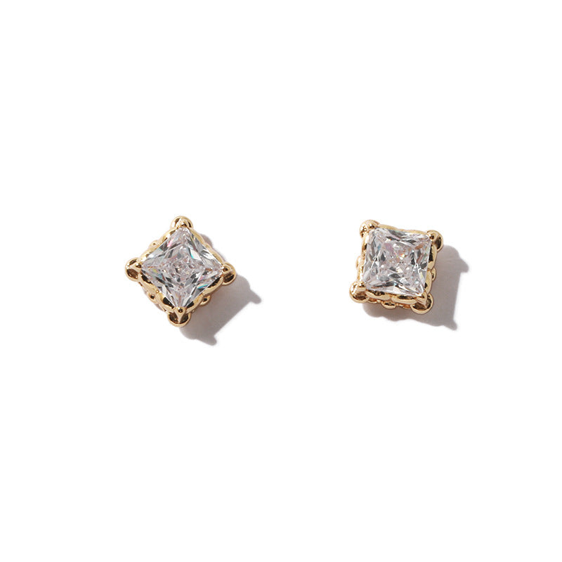 Gold Plated Zircon Minimalist Earring Stud