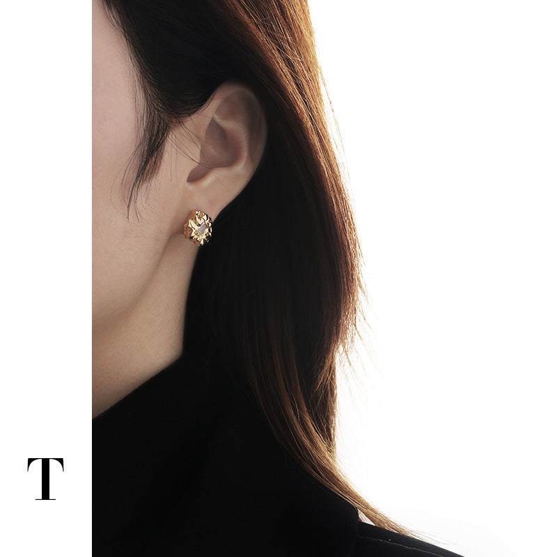 Gold Plated Zircon Minimalist Earring Stud