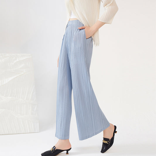 Plissé Pleated Casual Loose High Waist Trousers